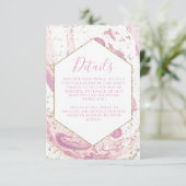 Gegevens roze en goudmarmer informatiekaartje (Staand voorkant)