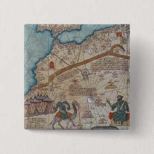 Gegevens van de Catalaanse atlas, 1375 Vierkante Button 5,1 Cm