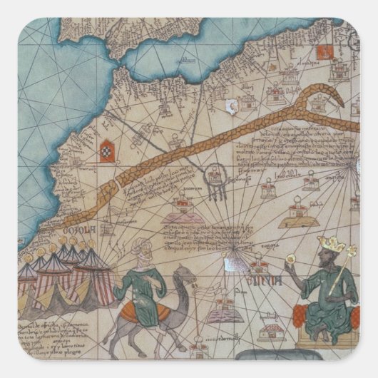 Gegevens van de Catalaanse atlas, 1375 Vierkante Sticker (Voorkant)