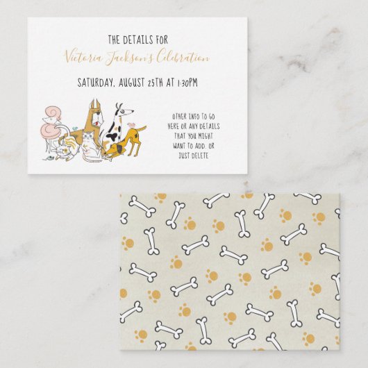 Gegevens van de honden- en vogelschool informatiekaartje (Voorkant / Achterkant)