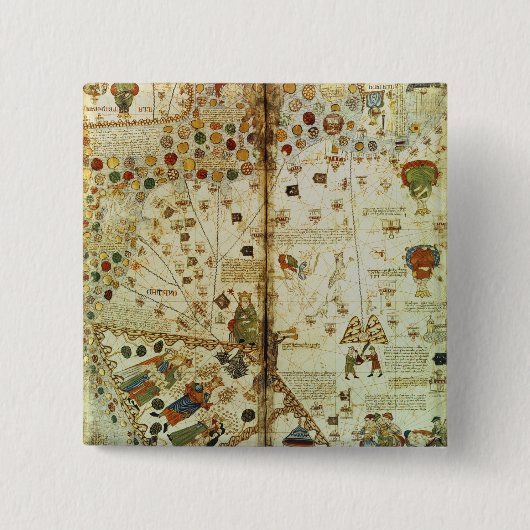 Gegevens van een Catalaanse Wereldkaart Vierkante Button 5,1 Cm (Voorkant)