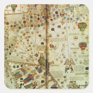 Gegevens van een Catalaanse Wereldkaart Vierkante Sticker