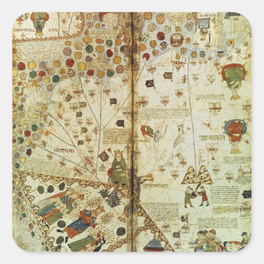 Gegevens van een Catalaanse Wereldkaart Vierkante Sticker (Voorkant)