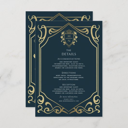 Gegevens van het Koninklijke Monogram van de Medie Informatiekaartje (Voorkant / Achterkant)