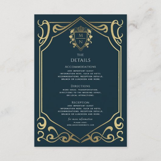 Gegevens van het Koninklijke Monogram van de Medie Informatiekaartje (Voorkant)