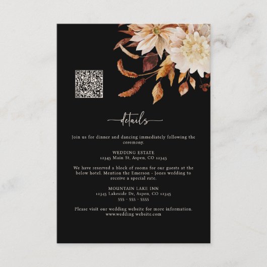 Gegevens van zwarte Herfst Informatiekaartje (Voorkant)