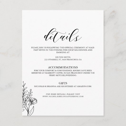 Gegevens zwart-wit - Minimale standaard moderne br Informatiekaartje (Voorkant)