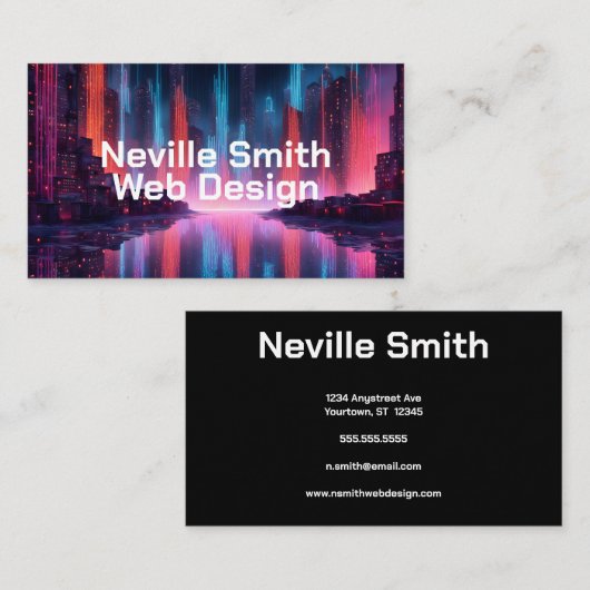 Gegevensstromen in City Web Designer High Tech Visitekaartje (Voorkant / Achterkant)