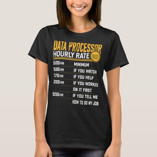 Gegevensverwerking volgens het uurtarief van de ge t-shirt (Voorkant)