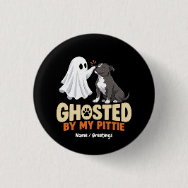Geghost door mijn pittige Halloween Pitbull Geest Ronde Button 3,2 Cm