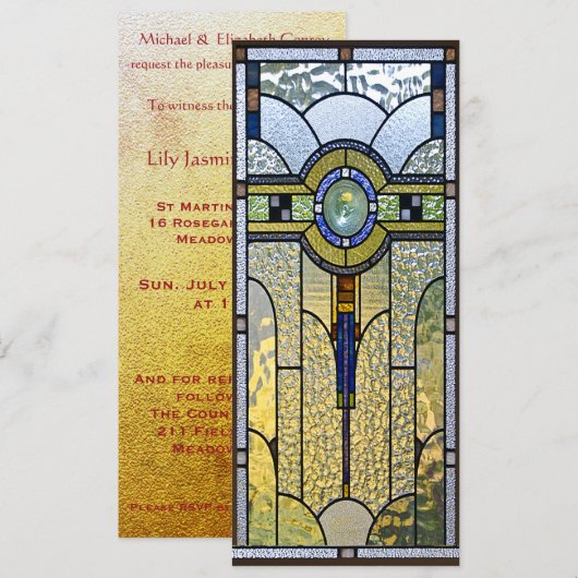 geglasd kunst deco doop bruiloft uitnodiging (Voorkant / Achterkant)