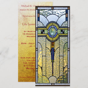 geglasd kunst deco doop bruiloft uitnodiging