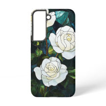 Geglazuurd effect Samsung hoesje, Witte Rozen