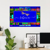 Geglazuurd glas en libel gepersonaliseerd  poster (Thuiskantoor)