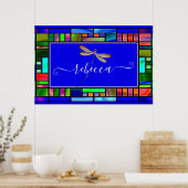 Geglazuurd glas en libel gepersonaliseerd  poster (Keuken)