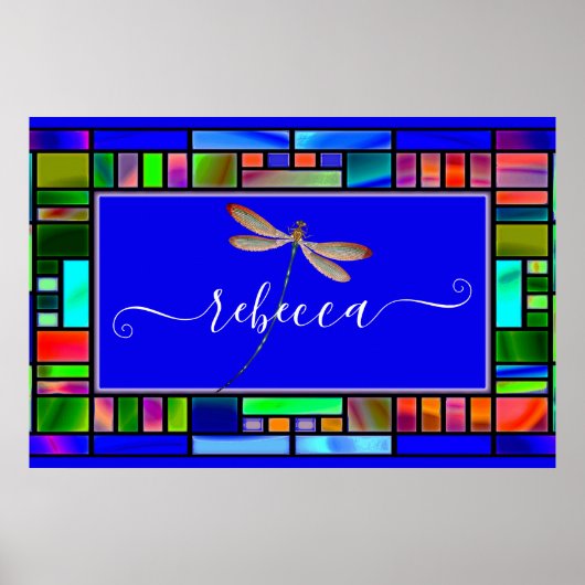 Geglazuurd glas en libel gepersonaliseerd  poster (Voorkant)