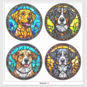 Geglazuurd glas met diverse hondenrassen sticker
