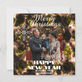 Geglazuurd glas Mistig  Foto Groen Bruin Feestdagenkaart