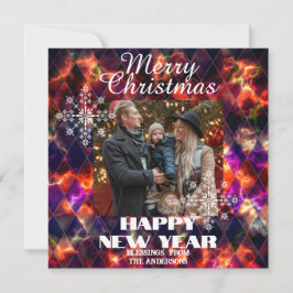 Geglazuurd glas Misty  Foto Meerkleurig Feestdagenkaart