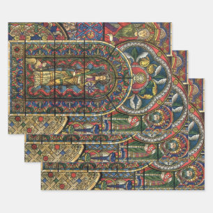 Geglazuurd kerkraam, vintage architectuur inpakpapier vel