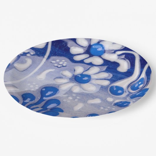 Geglazuurd potkeramisch patroon close-up papieren bordje (Gekanteld)