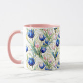 geglazuurde blauwe rozen bloem koffie mok (Links)