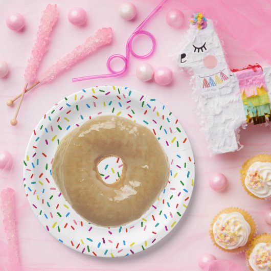 Geglazuurde donut met Sprinkles Paper Bord (Feest)