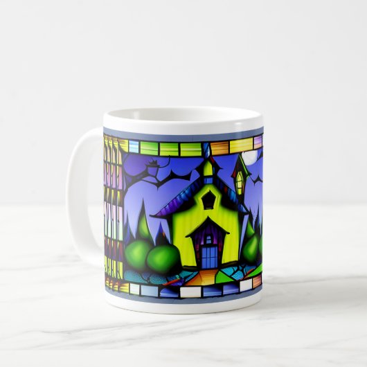 Geglazuurde Halloween Spukhuis Mok (Voorkant links)