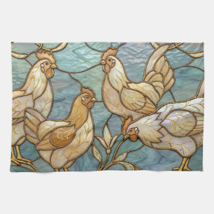 Geglazuurde Hanen Elegante Kippen Boerderijstijl Theedoek