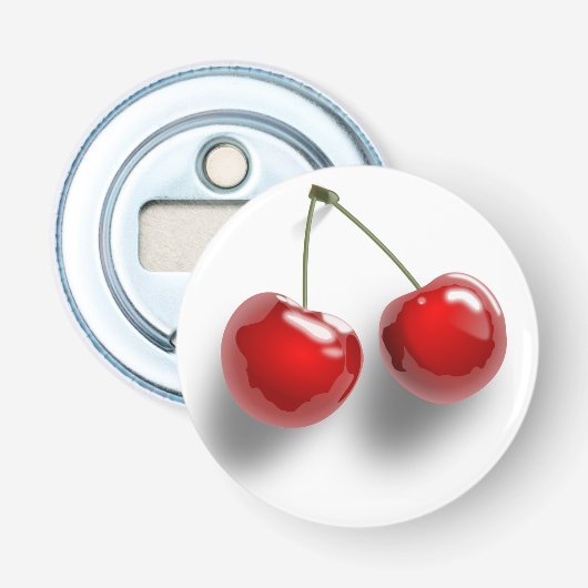 Geglazuurde kersen paar foto wit button flesopener (Voorkant)