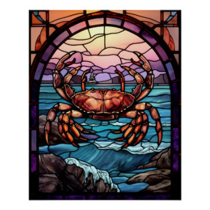 Geglazuurde Krab Oceaansondergang Kust Decor Kunst Perfect Poster