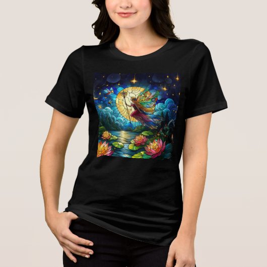 Geglazuurde Maanlicht Vlucht Elf Tri-Blend Shirt (Voorkant)