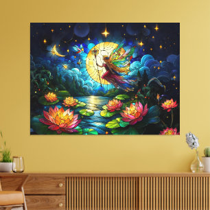 Geglazuurde Maanlicht Vlucht Fee Canvas Afdruk