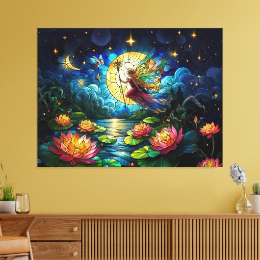 Geglazuurde Maanlicht Vlucht Fee  Canvas Afdruk (Insitu (Woonkamer))