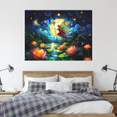 Geglazuurde Maanlicht Vlucht Fee  Canvas Afdruk (Insitu (Slaapkamer))