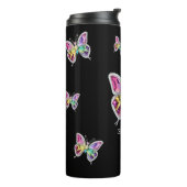 Geglazuurde Regenboog Kristallen Vlinders Thermosbeker (Gedraaid links)