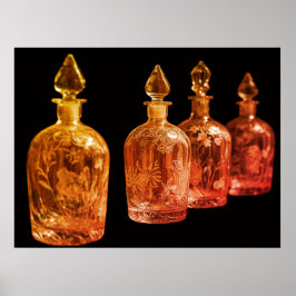 Geglazuurde Retro Glazen Parfumflesjes Aan Muur Poster