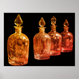 Geglazuurde Retro Glazen Parfumflesjes Aan Muur Poster