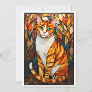 Geglazuurde stijl Oranje Kat Blauwe Ogen Plat Kaart