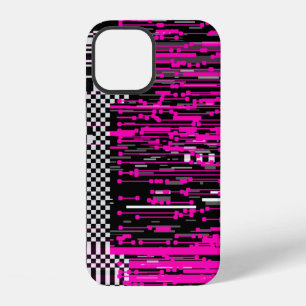 Geglitchte retro VHS-scherm met flikkeringen en ge iPhone 12 Hoesje