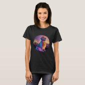 Geglitchte Synthwave Golden Retriever Esthetiek T-shirt (Voorkant volledig)