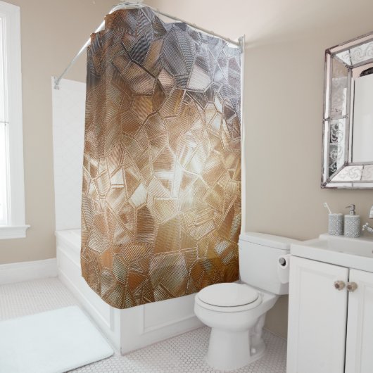 Gegolfd glas met achtergrondverlichting. Mooi lich Douchegordijn (In situ)