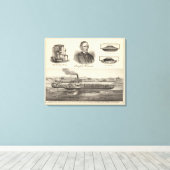 Gegolfd ijzerstoomjacht canvas afdruk (Insitu (Houten vloer))