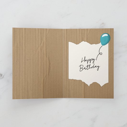Gegolfd karton met verjaardagstekst kaart (Binnen)
