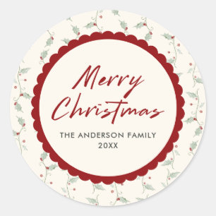 Gegolfd Kerstmis Ronde Sticker
