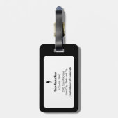 Gegolfde Gepersonaliseerde Naam Modern Zwart & Wit Bagagelabel (Achterkant verticaal)