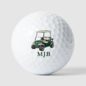 Gegolfde Groene Kar Gepersonaliseerde 3 Initiaal M Golfballen (Voorkant)