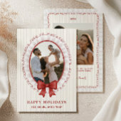 Gegolfde lijst + strik kerst fotokaart kaart