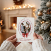Gegolfde lijst + strik kerst fotokaart kaart