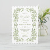 Gegolfde saliegroene hydrangea bruidsontbijt kaart (Staand voorkant)
